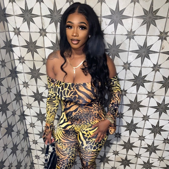 Yellow Animal Print Jumpsuit - Picture 3 of 13